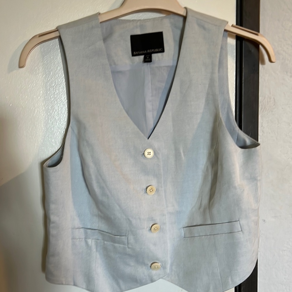 Banana Republic light blue linen vest